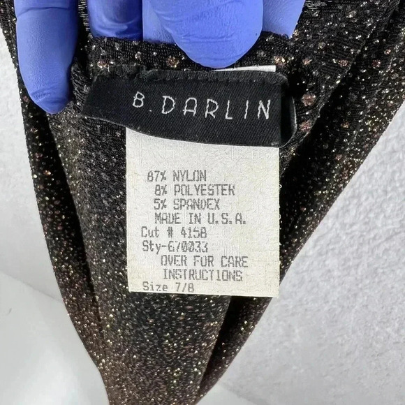 VTG B. Darlin Women 8 Cowlneck Slip Dress Stretch Allover Sparkel Copper 90s Y2K - Picture 12 of 14